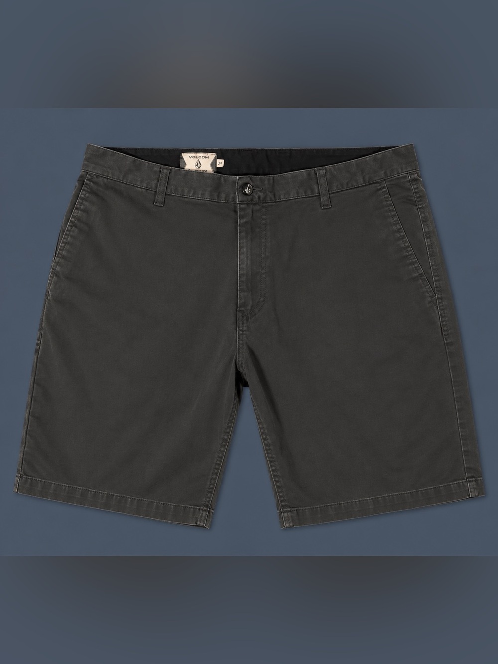 Volcom Men's Charcoal Black Flat-Front Shorts